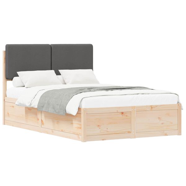 vidaXL Estructura de Cama con Cabecera Tapizada Gris oscuro