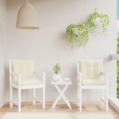 vidaXL Cojín silla jardín respaldo bajo 2 uds tela crema 100x50x7 cm