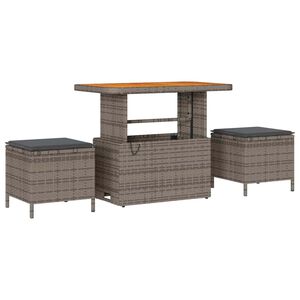 vidaXL Conjunto de Comedor de Jard&iacute;n Gris rat&aacute;n sint&eacute;tico