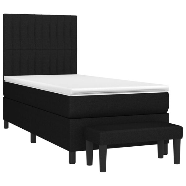 vidaXL Cama box spring con colch&oacute;n tela negro 100x200 cm