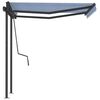 vidaXL Toldo manual retr&aacute;ctil con postes azul y blanco 3,5x2,5 m