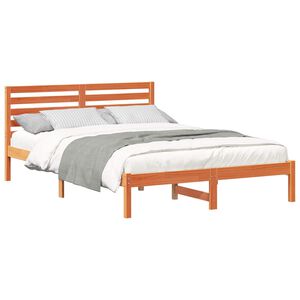 vidaXL Estructura de cama con cabecera Marr&oacute;n cera 140 x 210 cm