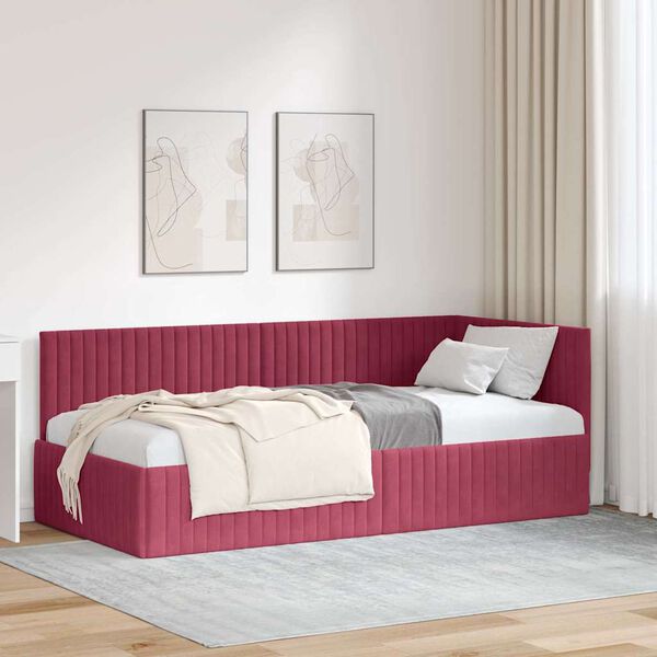 vidaXL Estructura de cama en esquina Rojo vino 90 cm x 200 cm