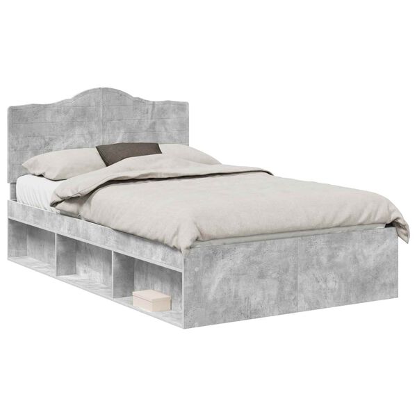 vidaXL Estructura de cama Concreto 120 x 190 cm Madera de pino macizo