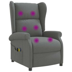 vidaXL Sill&oacute;n reclinable el&eacute;ctrico con respaldo ala Gris oscuro Tela
