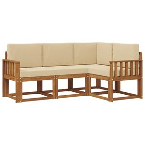 vidaXL Conjunto de sof&aacute;s de exterior con coj&iacute;n 4 pcs Natural y Beige