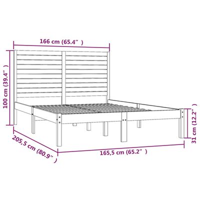 vidaXL Estructura de cama de madera maciza de pino blanca 160x200 cm