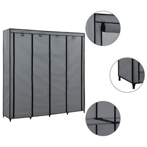 vidaXL Armario con 4 compartimentos gris 175x45x170 cm