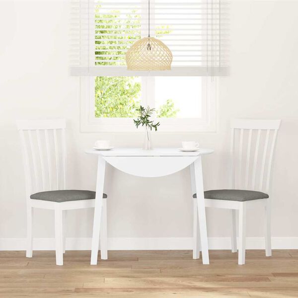 vidaXL Sillas de comedor con cojines 2uds madera maciza blanco caucho