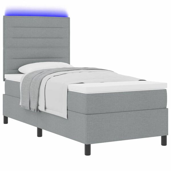 vidaXL Cama tipo Box Spring con colch&oacute;n Gris claro 100 x 200 cm tela