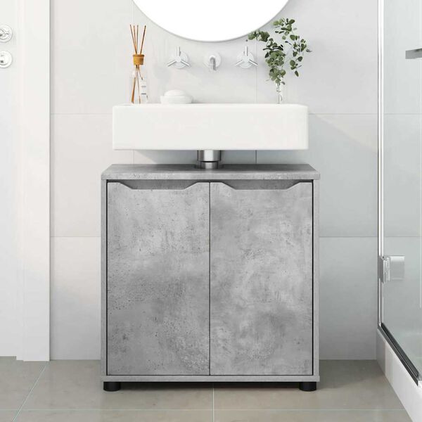 vidaXL Armario para lavabo de ba&ntilde;o Gris Concreto 60 x 30 x 60 cm