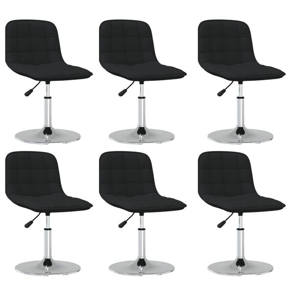 vidaXL Sillas de comedor giratorias 6 unidades tela negro