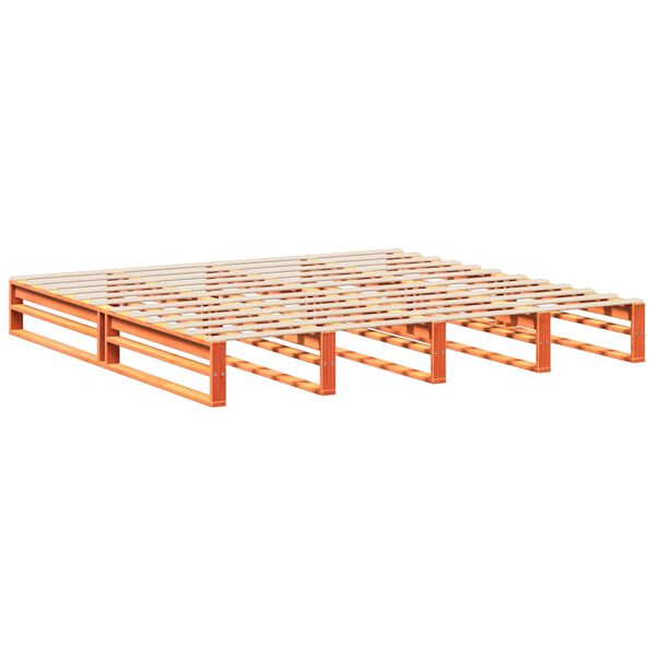 vidaXL Cama sin colch&oacute;n madera maciza de pino marr&oacute;n cera 200x200 cm