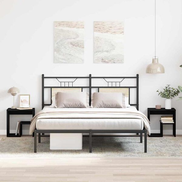 vidaXL Armario de Noche 2 pcs Roble Negro 40 x 30 x 40 cm