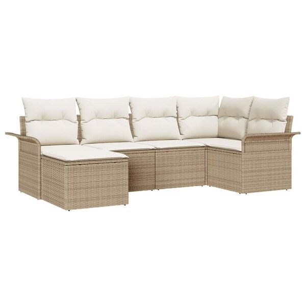 vidaXL Conjunto de sofá de jardín 6 pcs Beige ratán sintético