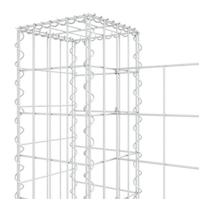 vidaXL Cesta de gaviones forma de U 2 postes de hierro 140x20x100 cm