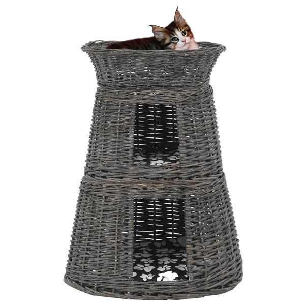 vidaXL Cestas de gatos 3 uds con cojines sauce natural gris 47x34x60cm