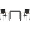 vidaXL Conjunto de Comedor de Jardín 3 pcs Negro ratán sintético