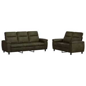 vidaXL Juego de Sof&aacute; 2 pcs Verde militar Cuero de Suede Sint&eacute;tico