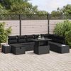 vidaXL Conjunto de sof&aacute; de jard&iacute;n 11 pcs Negro Polirat&aacute;n