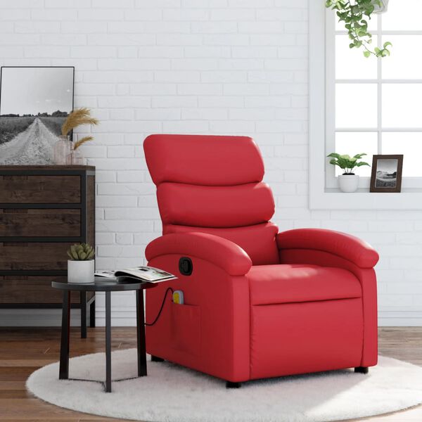 vidaXL Sill&oacute;n de masaje reclinable cuero sint&eacute;tico rojo