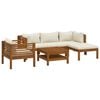 vidaXL Muebles de jard&iacute;n 6 pzas cojines crema madera maciza de acacia