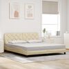 vidaXL Estructura de cama con LED sin colch&oacute;n tela color crema 180x200 cm