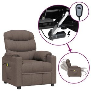 vidaXL Sill&oacute;n de masaje el&eacute;ctrico tela gris taup&eacute;
