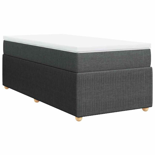 vidaXL Cama box spring con colchón tela gris oscuro 90x190 cm
