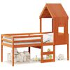 vidaXL Cama alta con techo madera maciza de pino marrón cera 80x200 cm