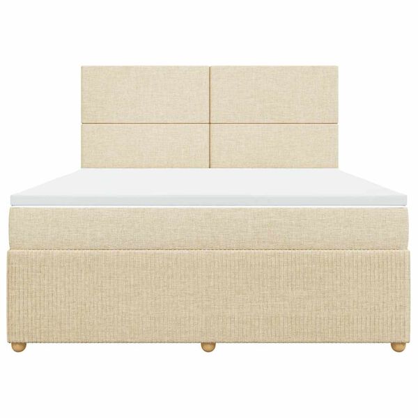vidaXL Cama box spring con colch&oacute;n tela color crema 180x200 cm