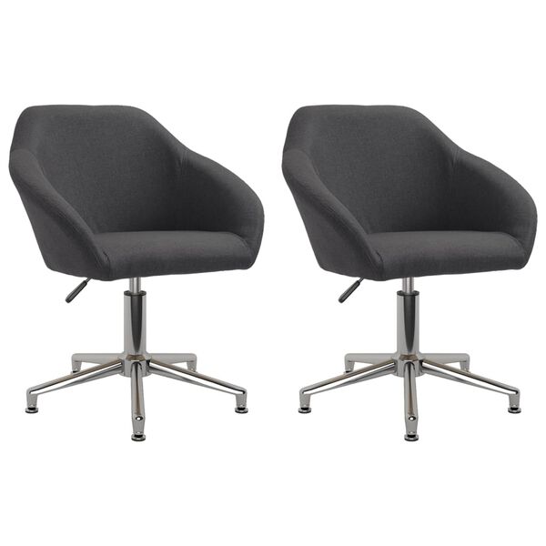 vidaXL Sillas de comedor giratorias 2 unidades tela gris oscuro