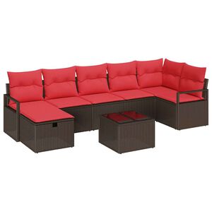 vidaXL Juego de Sof&aacute; con coj&iacute;n Manual Marr&oacute;n y Rojo rat&aacute;n sint&eacute;tico