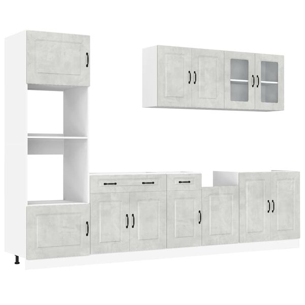 vidaXL Mueble cocina Kalmar gris hormig&oacute;n 7 pzas madera contrachapada
