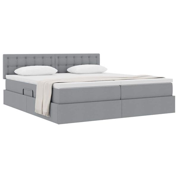 vidaXL Cama con almacenamiento Gris Claro 200 x 200 cm Cuero sint&eacute;tico