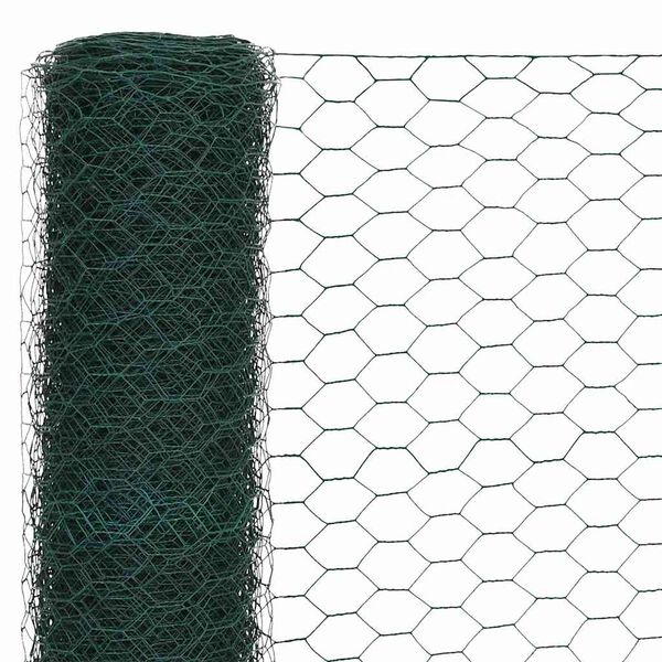 vidaXL Alambrada de gallinero acero revestimiento PVC verde 25x1,5 m