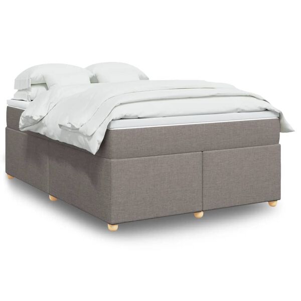 vidaXL Cama box spring con colch&oacute;n tela gris taupe 160x200 cm