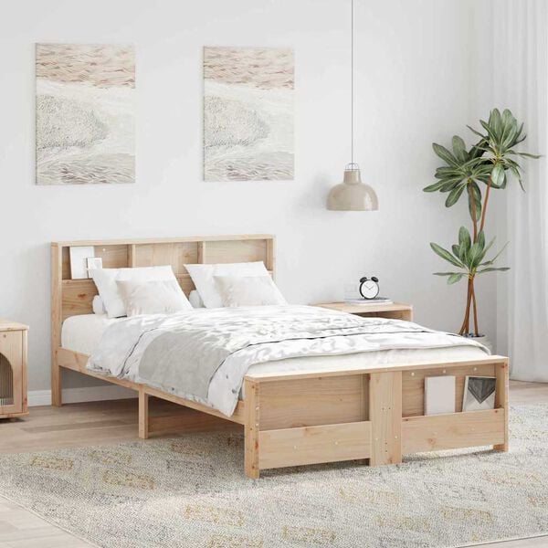 vidaXL Estructura de cama Marr&oacute;n 135 x 190 cm Madera de ingenier&iacute;a