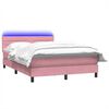 vidaXL Cama box spring con colch&oacute;n y LED terciopelo rosa 140x220 cm