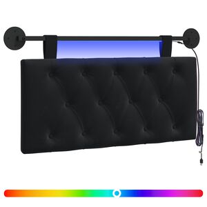 vidaXL Cabecero colgante Con luz LED Negro Terciopelo