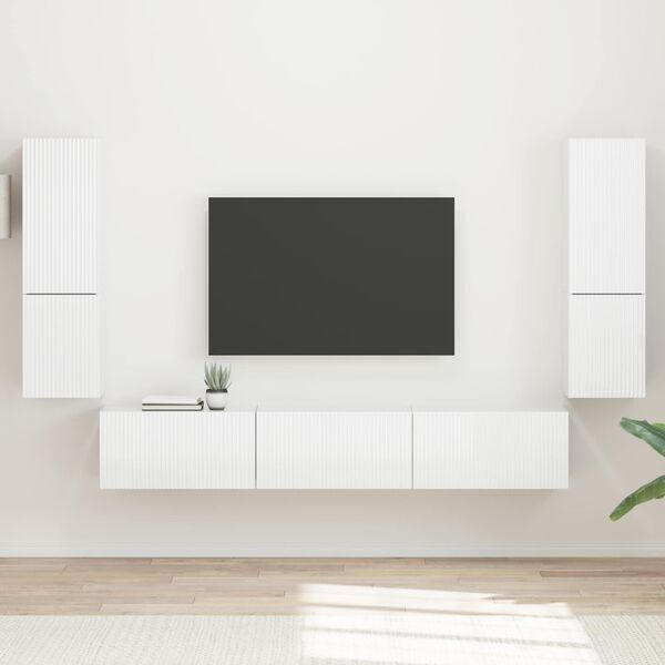 vidaXL Conjunto de mueble de TV 4 pcs brillante Madera de ingenier&iacute;a