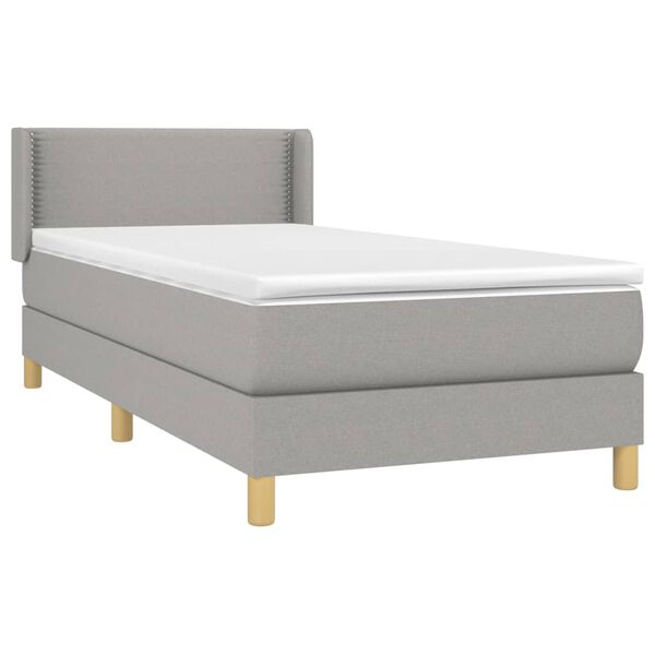 vidaXL Cama box spring con colch&oacute;n tela gris claro 80x200 cm