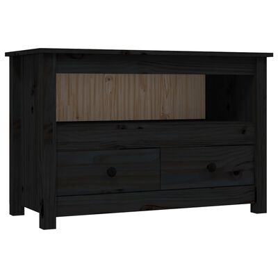 vidaXL Mueble de TV de madera maciza de pino negro 79x35x52 cm