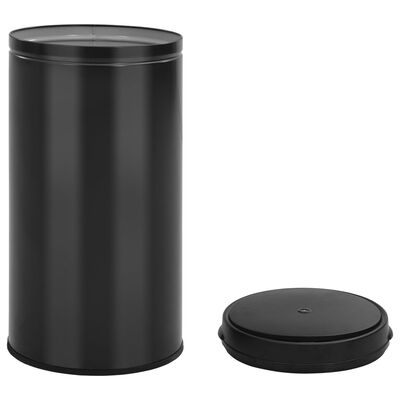 vidaXL Cubo de basura con sensor automático 60L acero al carbono negro