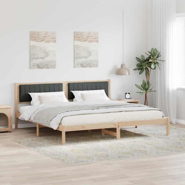 vidaXL Estructura de cama con cabecera Gris oscuro 200 x 200 cm