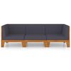 vidaXL Juego muebles de jard&iacute;n y cojines 3 pzas madera maciza acacia