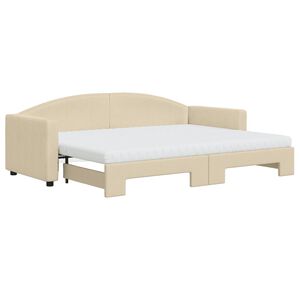 vidaXL Sof&aacute; cama nido con colch&oacute;n tela crema 80x200 cm