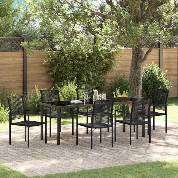 vidaXL Conjunto de Comedor de Jard&iacute;n 7 pcs Negro