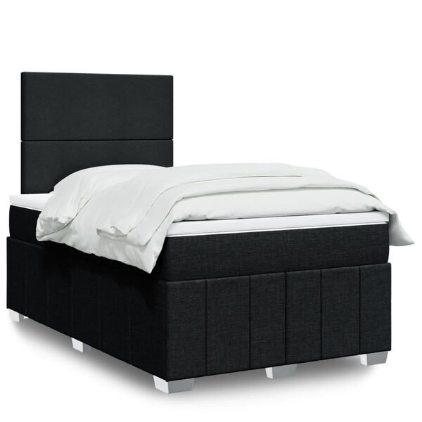 vidaXL Cama box spring con colch&oacute;n tela negro 120x190 cm