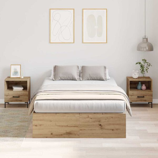 vidaXL Cama con almacenamiento Roble artesanal 120 x 190 cm